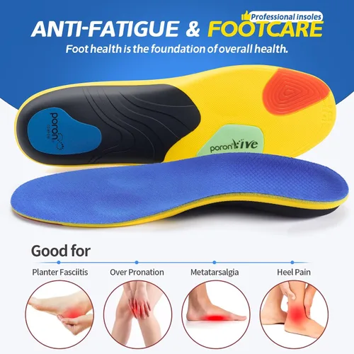 Vista 4 de Plantillas deportivas profesionales con soporte de arco medio y absorción de impactos para alivio del dolor de fascitis plantar y pies planos