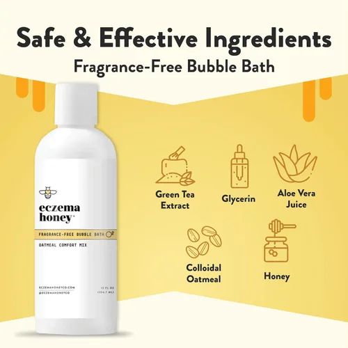 Vista 2 de ECZEMA HONEY Baño de burbujas cómodo de avena sin fragancia, gel de baño y baño para piel sensible, productos de baño hidratantes, baño de burbujas
