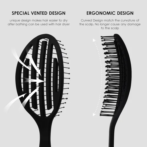 Vista 2 de Cepillo de pelo, cepillo desenredante con cerdas suaves para mujeres y niños, cabello rizado natural y grueso, ideal para cabello húmedo o seco