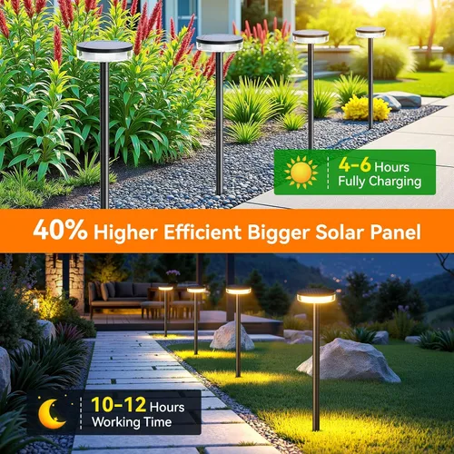 Vista 4 de LETMY Luces solares de camino para exteriores, paquete de 2 2 luces solares más brillantes para exteriores, impermeables, luz de camino más alta