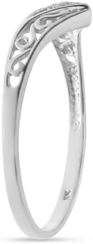 Vista 4 de Anillo de oro blanco de 10 quilates con filigrana y diamantes
