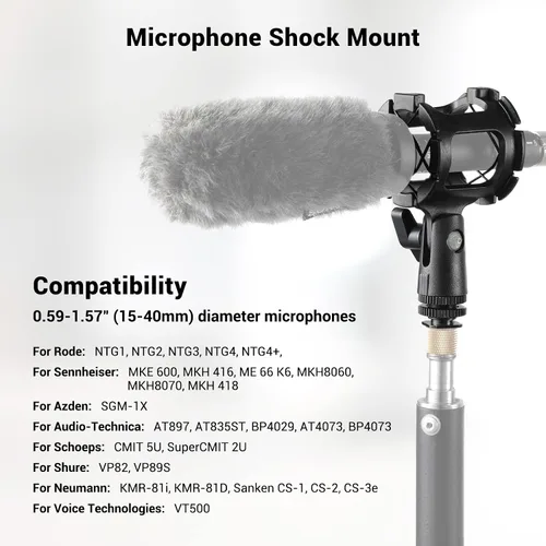 Vista 2 de SmallRig Montaje de choque para micrófono con pinza de zapata fría para zapatos de cámara y postes de pluma 1859 Compatible con soportes de zapata