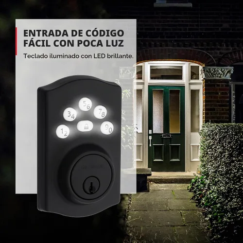 Vista 5 de Kwikset Powerbolt 240 - Cerradura de pestillo electrónica tradicional para puerta con teclado de 5 botones, color negro mate, con cómoda entrada sin