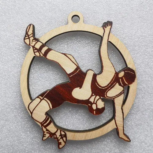 Vista 7 de Adorno de Navidad de lucha libre 2025, adornos de luchador niño para árbol de Navidad, decoración colgante de madera con temática deportiva, regalos