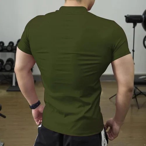 Vista 3 de inhzoy Camisetas deportivas de manga corta para hombre, camisetas deportivas de capa base, camisetas de compresión para gimnasio y entrenamiento