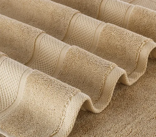 Vista 3 de NOVA Luxury Linen - Juego de toallas turcas de calidad de hotel para baño (juego de 4 toallas de mano, beige arena cálida)