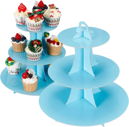 Vista 10 de YLDW Soporte para Cupcakes de 3 Niveles, Soporte para Pastel, Torre de Soporte para Cupcakes DIY Escalonada para Exhibiciones de Mesa de Postres