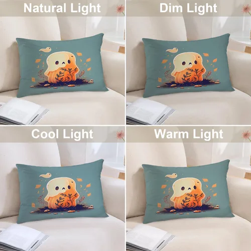 Vista 41 de Batmerry Autumn Pumpkin Templeton Throw Pillow Covers, Green Leaves Paths Forests Decorative Pillow Covers Digital Printing Blended for Couch Sofa
