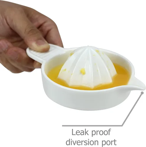 Vista 3 de EIKS Exprimidor manual de cerámica para exprimir cítricos, limón, naranja, pomelos, frutas, paquete con cuchara y cepillo de limpieza