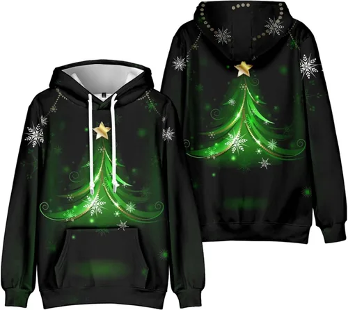 Vista 2 de Men Christmas Hoodies Big And Tall Cotton Lightweight Graphic Ugly Christmas Sweatshirt Personalized Soft Pullover