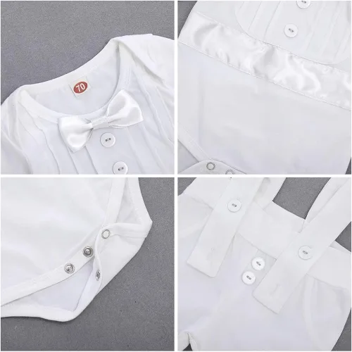 Vista 6 de Conjunto de ropa de 2 piezas para bautizo de bebé y niño, con tirantes, para boda, esmoquin y caballero