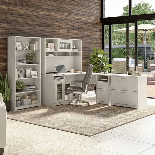 Vista 6 de Bush Home Cabot - Mueble de escritorio (60 W, color lino y roble blanco)
