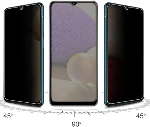 Vista 5 de Protector de pantalla de privacidad antiespía, paquete de 2 películas de vidrio templado antiespía sin burbujas para Samsung Galaxy A32 5G / A12