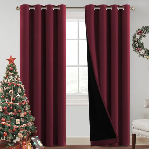Vista 14 de PrinceDeco Cortinas 100% opacas de 54 pulgadas de largo, completamente opacas, tratamiento de ventanas, cortinas forradas con aislamiento térmico