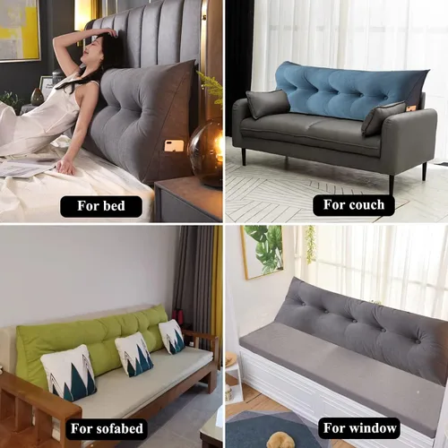Vista 4 de Almohada de cuña para cabecera para dormir, almohadas de descanso de espalda con funda extraíble, almohada de lectura triangular para sentarse