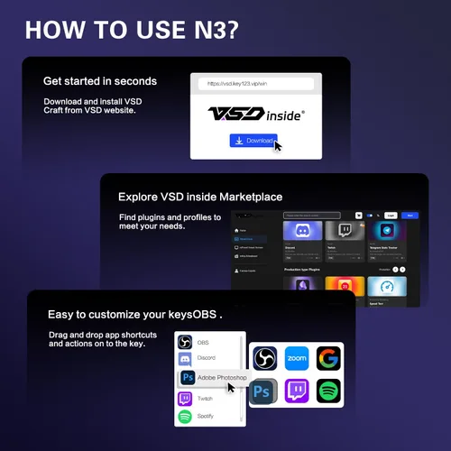 Vista 3 de TreasLin Stream Controller Deck with12 Customizable Macro Keypad to Trigger Actions in OBS Twitch YouTube for Content Creators Stream Dock