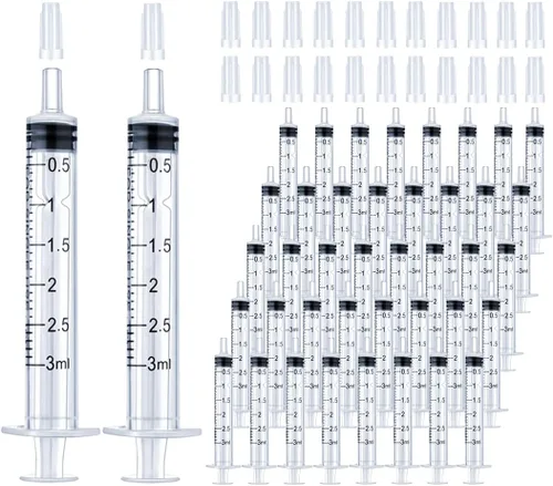 Vista 7 de Paquete de 100 jeringas de 1 ml con tapa para líquido, jeringas pequeñas de plástico de 1 cc con cubierta, no estériles, sin aguja
