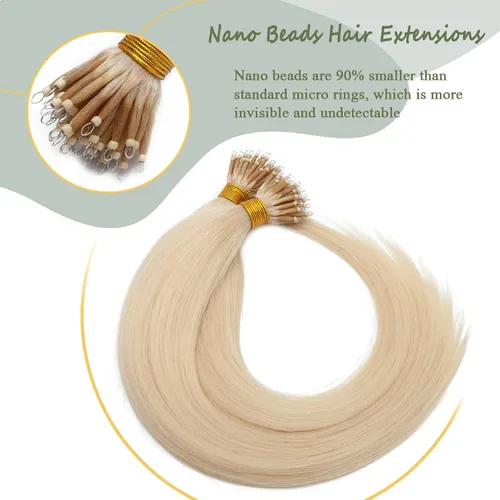 Vista 84 de SEGO Extensiones de cabello humano con micro cuentas, extensiones de cabello humano con micro bucle, lacio, natural, fusión fría, 1.76 oz/paquete
