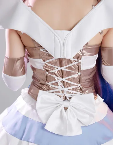 Vista 6 de Miccostumes Vestido de anime para mujer, disfraz de corazón azul con alas