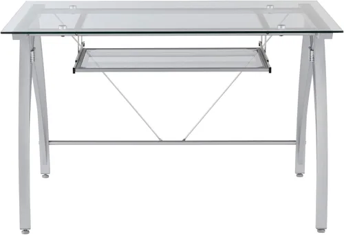 Vista 7 de Realspace® Vista - Escritorio de cristal para computadora, 48 pulgadas, color plateado