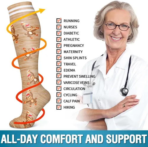 Vista 131 de Bluemaple 6 Pack Copper Compression Socks for Women and Men Circulation-Best Support for Medical, Running,Nursing,Athletic