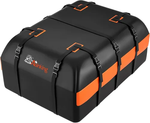 Vista 9 de Bolsa de transporte de carga para techo de coche, 16 pies cúbicos impermeable, bolsa de almacenamiento de equipaje para techo con gran capacidad