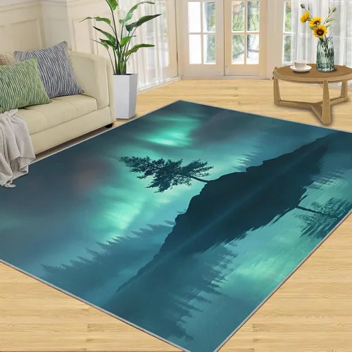 Vista 22 de Cyberpunk Rugs for Bedroom, Neon Head Area Rug, Neon Art Rugs for Living Room, Indoor Non-Slip Rug, Machine Washable Carpet for Front Entrance Floor