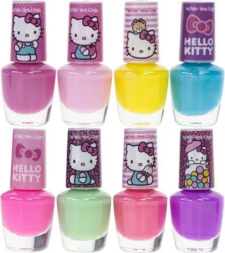 Vista 8 de Townley Girl Hello Kitty - Juego de 8 esmaltes de uñas, a base de agua, no tóxico, juego despegable para niñas y niños a partir de 3 años, perfecto
