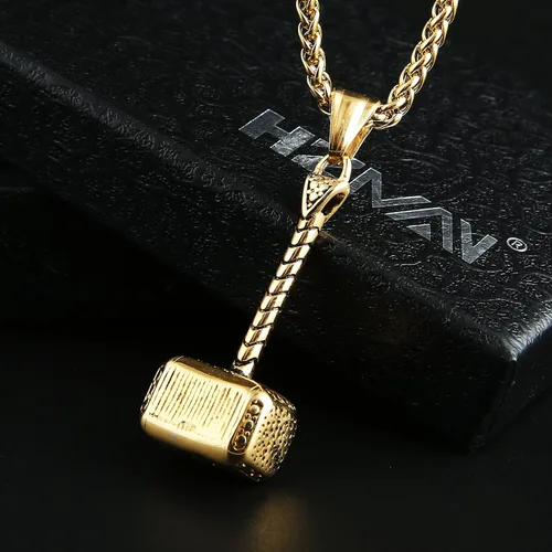 Vista 2 de HZMAN Dije para collar del Martillo de Thor, para hombre o mujer, cadena de 24 pulgadas