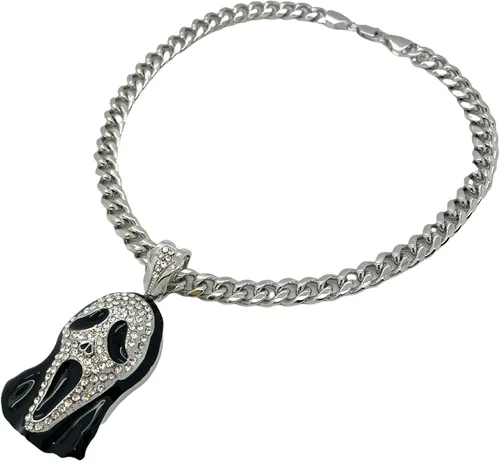 Vista 4 de Shiny Jewelers USA COLGANTE DE CADENA PARA HOMBRE ICED OUT RAPPER MASK HIP HOP CAJA DE 24 pulgadas, CUBANO, COLLAR DE CADENA DE CUERDA, Metal
