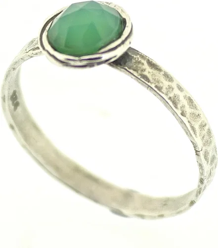 Vista 4 de Anillo de plata de ley con piedras preciosas para mujer, anillo apilable de piedra martillada, anillo de piedra natal