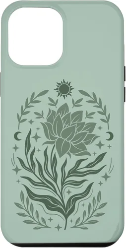 Vista 26 de Sage & Green Flowers Sun Crescent Moon Boho Floral Celestial Case for iPhone 16