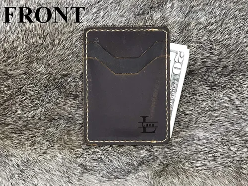 Vista 4 de Front Pocket Minimalist Leather Slim Wallet, Medium Size-Crazy Horse