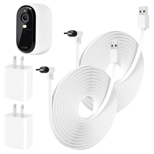 Vista 8 de Cable de alimentación de 25 pies compatible con cámara de seguridad Arlo Essential 2K para exteriores (2ª generación), cable de carga plano, cable