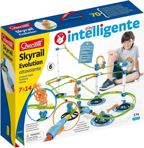 Vista 2 de Quercetti Skyrail Evolution Marble Run - Juego de construcción de montaña rusa de mármol de 174 piezas, 19.7 ft (más de 19 pies) de pista