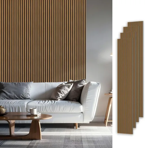 Vista 8 de SMARTSTANDARD Paneles acústicos de listones de madera de muestra, panel de pared de listones de madera insonorizado, nogal, paquete de muestra