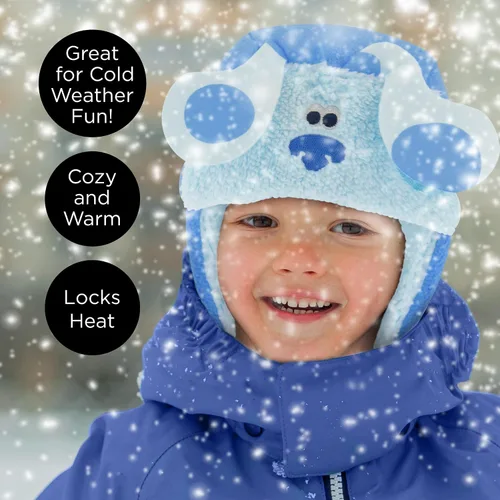Vista 7 de Nickelodeon Juego de gorro y manoplas de invierno para niños, gorro Blue's Clues para niños de 2 a 4 años