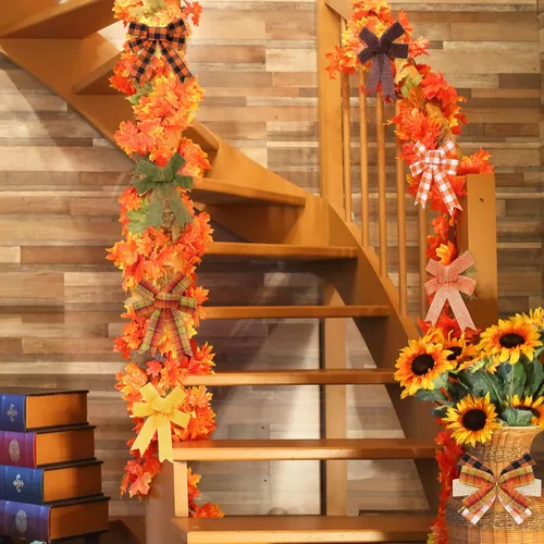 Vista 7 de Whaline 10 rollos de cinta de arpillera a cuadros de otoño de 50 yardas de 1 pulgada de cinta decorativa para otoño, Acción de Gracias