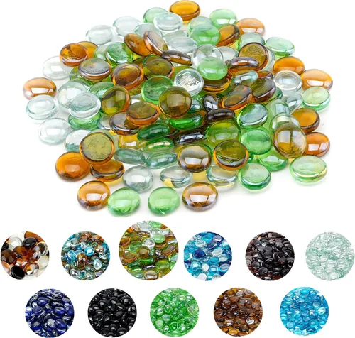 Vista 17 de Skyflame - Cuentas de vidrio de fuego de 10 libras para chimenea y lugar para fogatas, tamaño de 1/2 pulgada, cristal de hielo reflectante