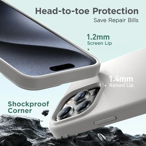 Vista 6 de Cordking Funda diseñada para iPhone 15 Pro, funda de silicona ultra delgada, a prueba de golpes, con forro de microfibra suave antiarañazos, 6.1