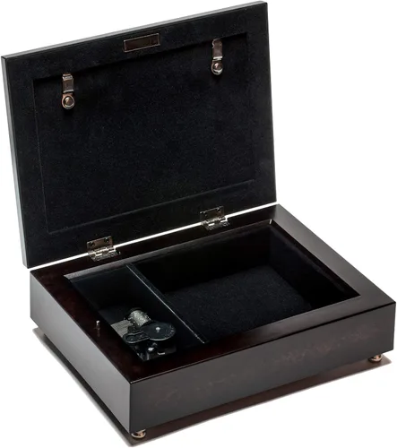 Vista 5 de Cottage Garden Caja de música con texto en inglés "Twenty Fifth Anniversary Happines Burlwood Jewelry Plays Unchained Melody