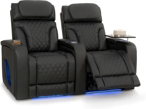Vista 38 de Seatcraft Luminis 365 - Asiento de cine en casa (fila de 2 biplazas), color carmesí