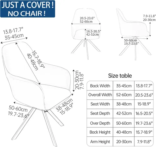 Vista 3 de Iauddy Funda de Silla Giratoria de Acento para Comedor para Oficina, Funda Elástica para Silla de Escritorio de Oficina de Respaldo Medio Protector