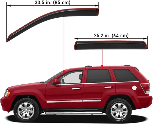 Vista 2 de Lightronic Visera de Ventana de Ventilación Automática Extra Duradera con Clip en Canal, Compatible con Jeep Grand Cherokee 2005-2010, Protección UV