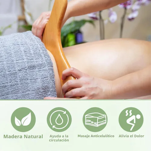 Vista 3 de AICNLY 6 herramientas de masaje de terapia de madera para moldear el cuerpo, rodillo corporal multifuncional para anticelulitis y dolor muscular