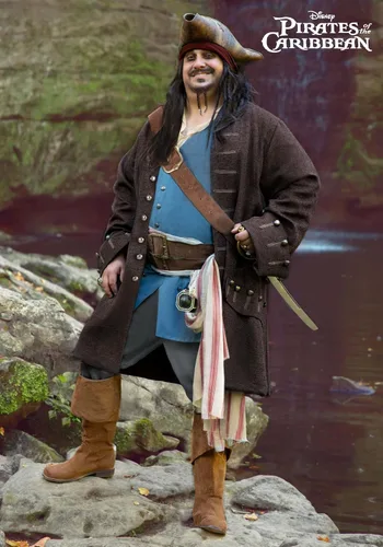 Vista 2 de Disfraz auténtico de capitán Jack Sparrow para hombre de talla grande