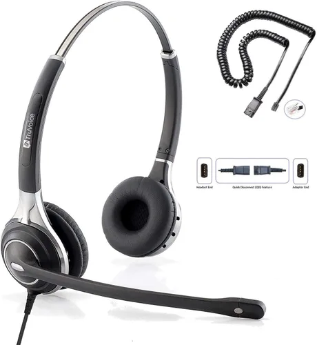 Vista 6 de TruVoice HD-100 - Auriculares QD con cable para oficina y centro de llamadas con micrófono con cancelación de ruido y altavoces HD, compatibles