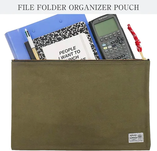 Vista 2 de Rough Enough Important - Organizador de documentos, carpeta segura para almacenamiento de viaje, bolsa de lona con cremallera para tamaño legal A4
