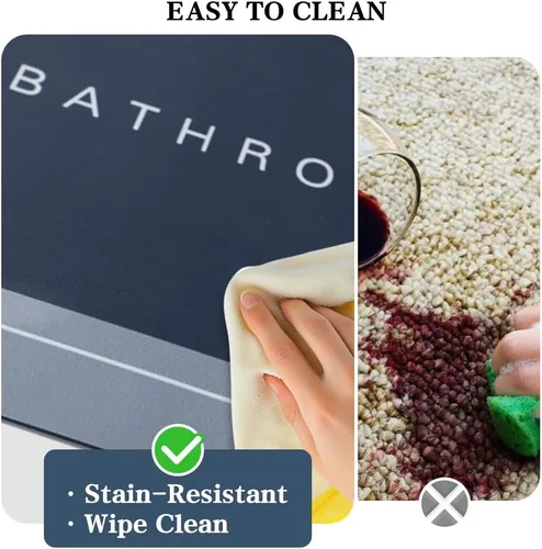 Vista 6 de Tapetes de baño antideslizantes de secado rápido, tapetes de baño de goma súper absorbentes para debajo de la puerta, tapetes de baño para baño, Azul