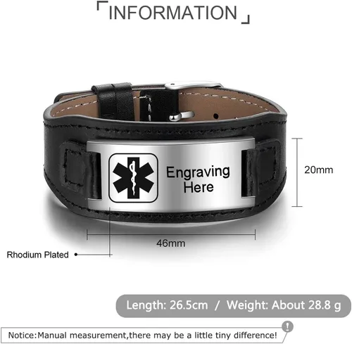 Vista 106 de OPALSTOCK Pulseras médicas personalizadas de silicona ajustable para identificación de emergencias, grabado gratuito, 9 pulgadas, resistente al